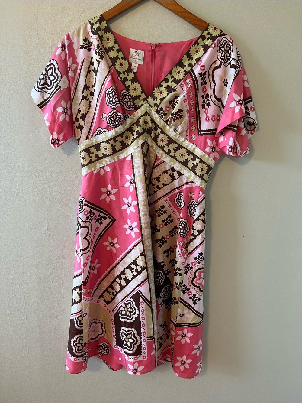 Suzi Chin for Maggy Boutique Pink Floral Patchwork Mini Dress Y2K Coquette boho